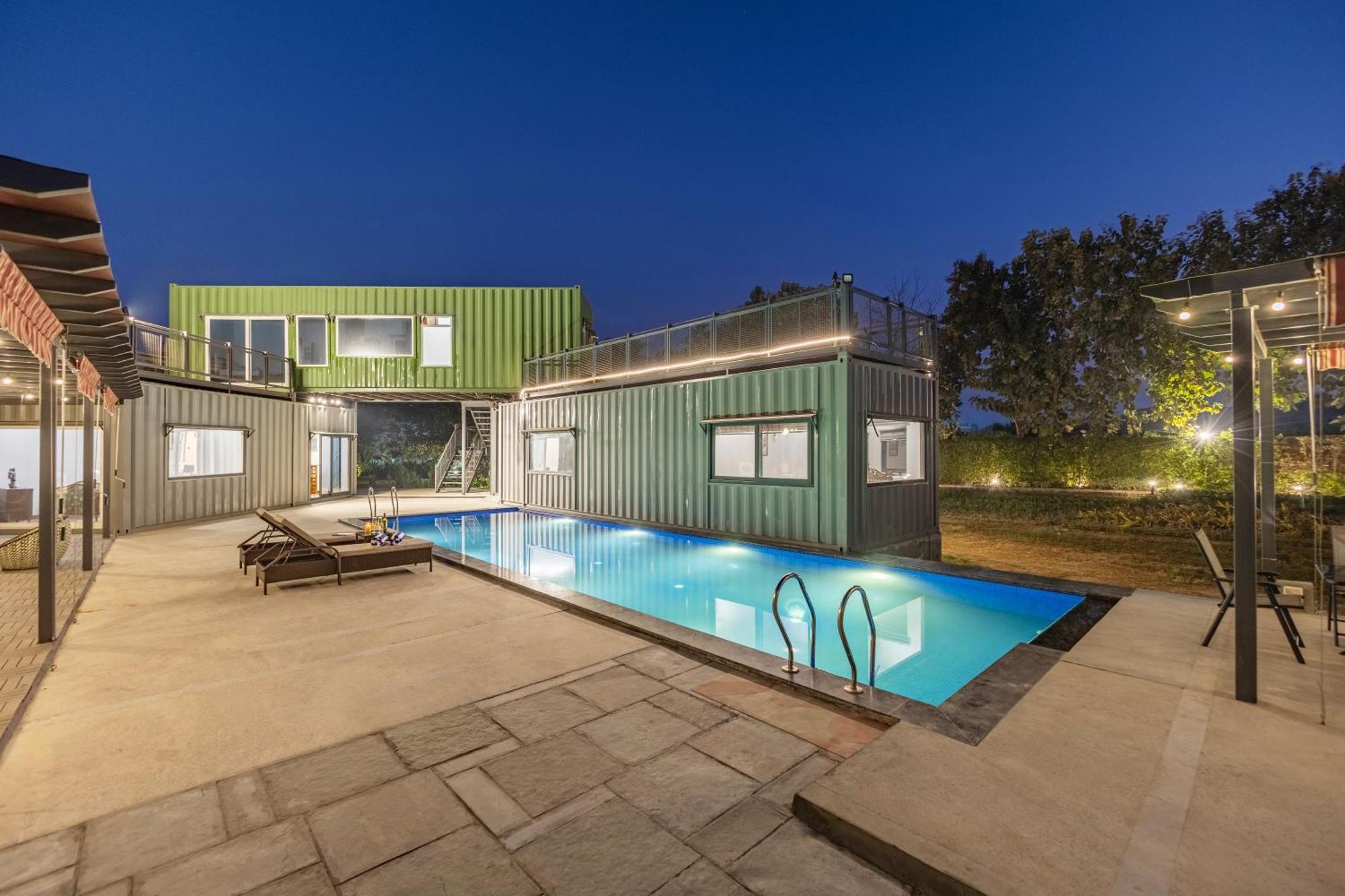 Villa Elivaas Hidden Oasis 4Bhk With Pool, Mud House & Container House Dhauj Exterior foto