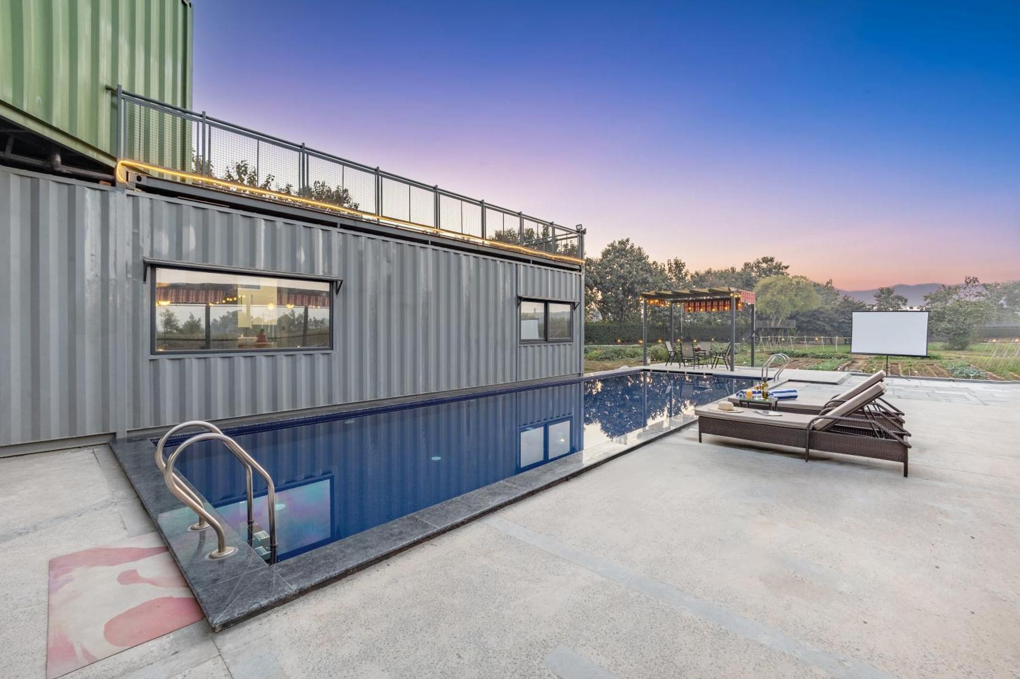 Villa Elivaas Hidden Oasis 4Bhk With Pool, Mud House & Container House Dhauj Exterior foto