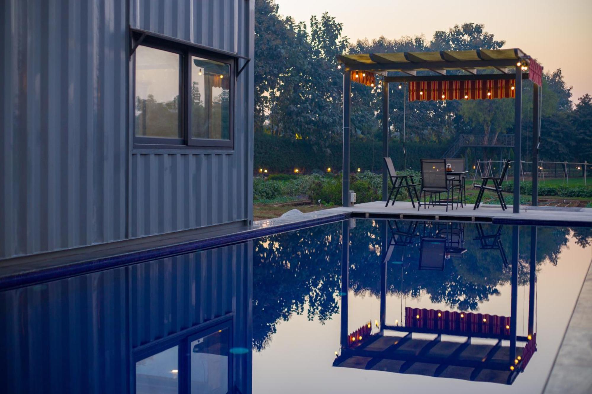 Villa Elivaas Hidden Oasis 4Bhk With Pool, Mud House & Container House Dhauj Exterior foto