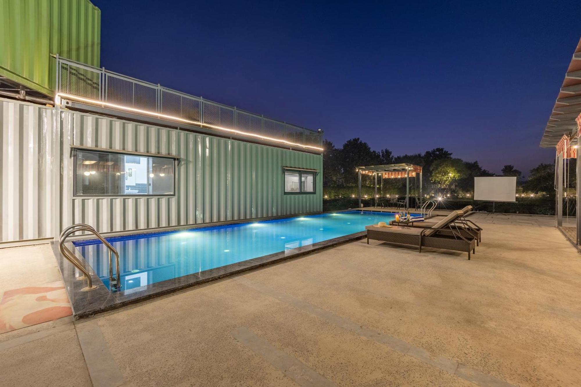 Villa Elivaas Hidden Oasis 4Bhk With Pool, Mud House & Container House Dhauj Exterior foto