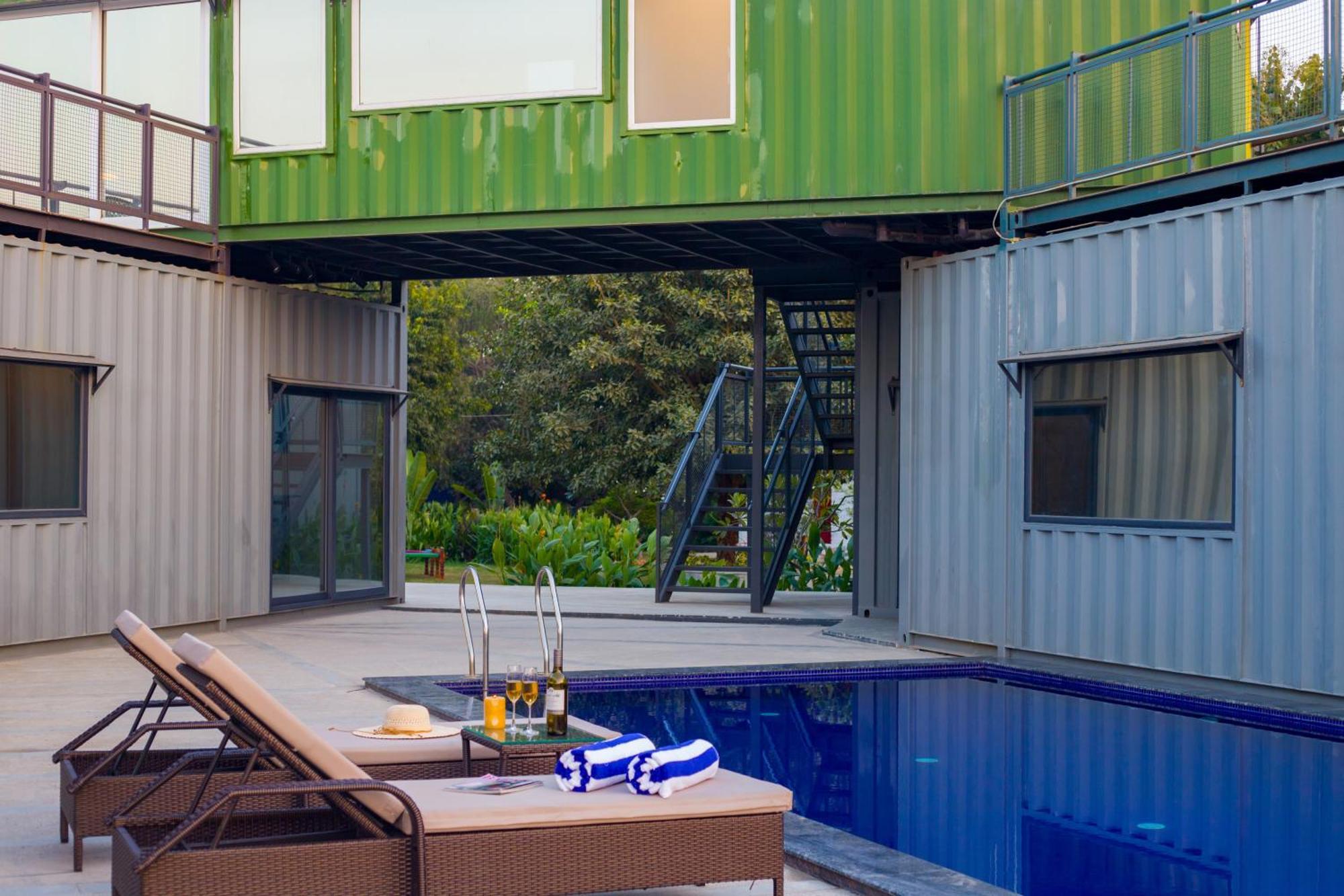 Villa Elivaas Hidden Oasis 4Bhk With Pool, Mud House & Container House Dhauj Exterior foto