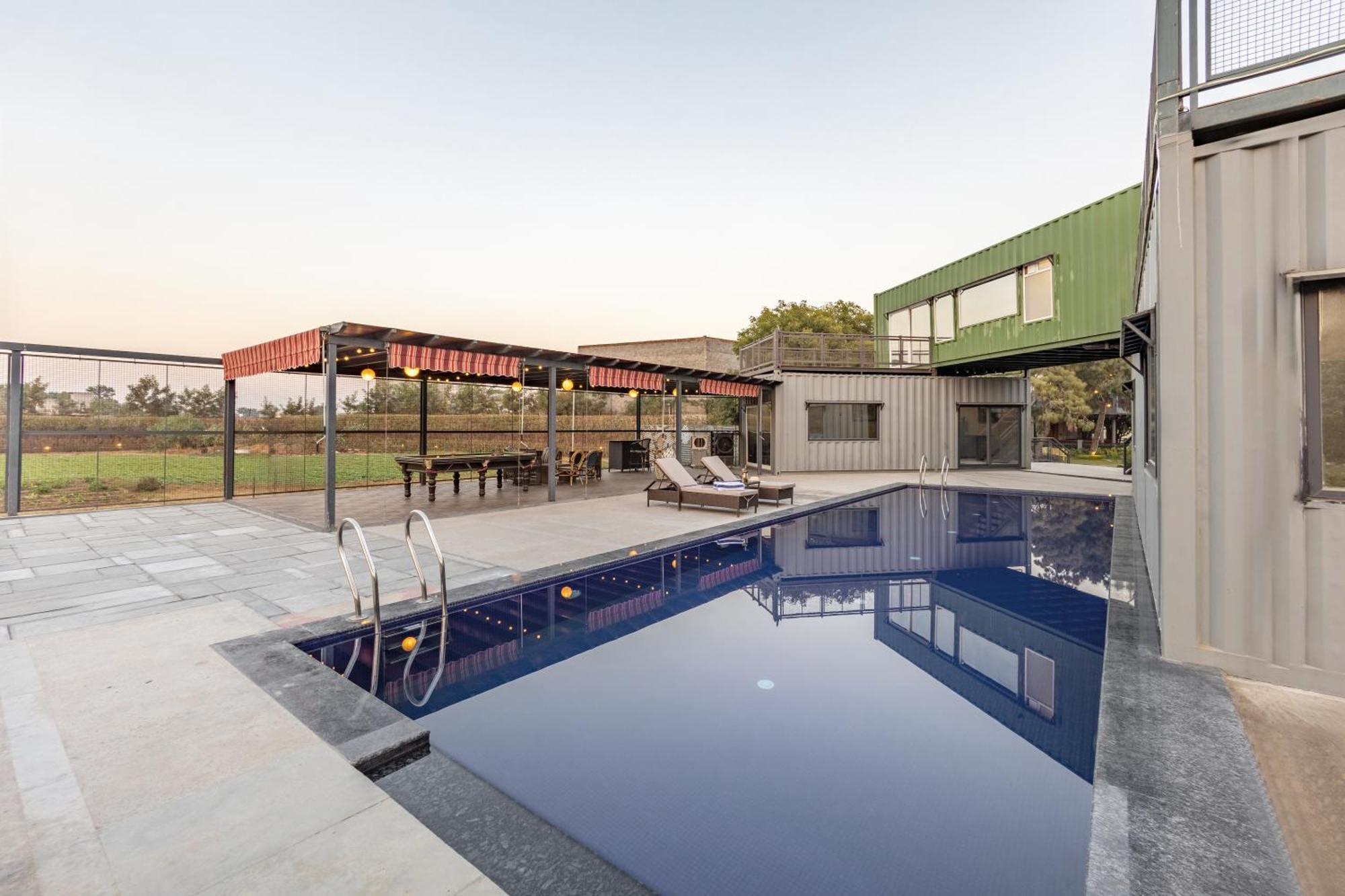 Villa Elivaas Hidden Oasis 4Bhk With Pool, Mud House & Container House Dhauj Exterior foto